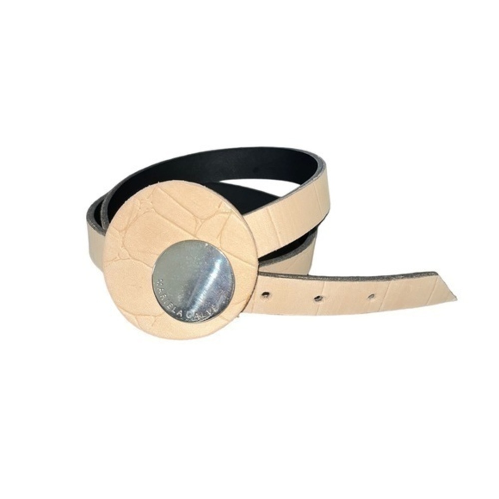 Mariela Calvé Fashion Belt Animal skin Cream Color Leather Silver Accessories